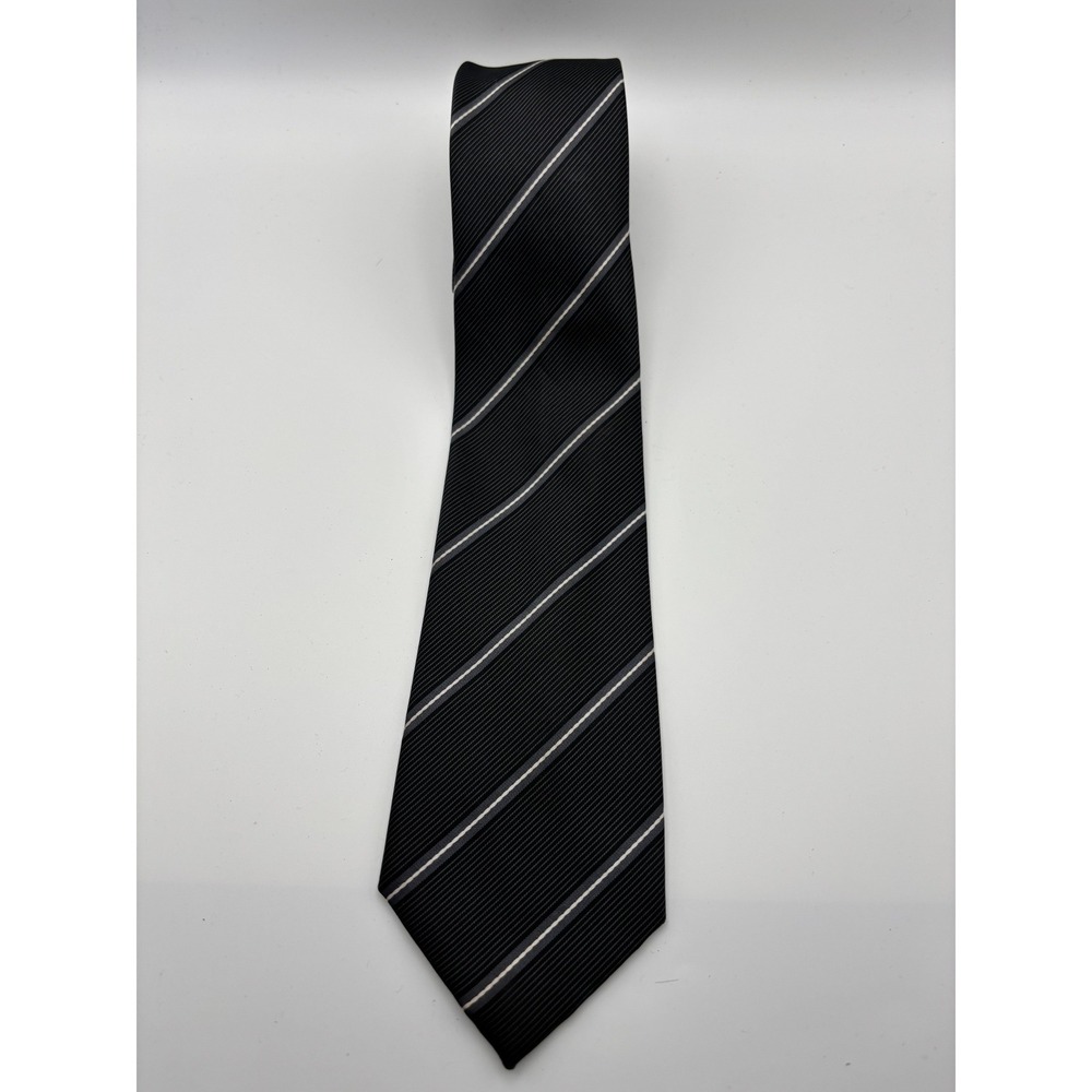 Van Heusen Mens Tie Black White Gray Striped Necktie Classic Business Formal